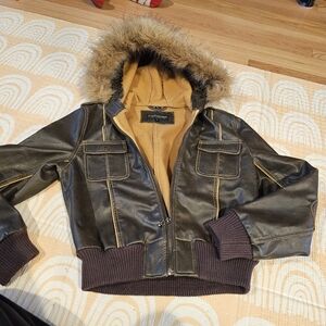 Y2K Leather Bomber Jacket